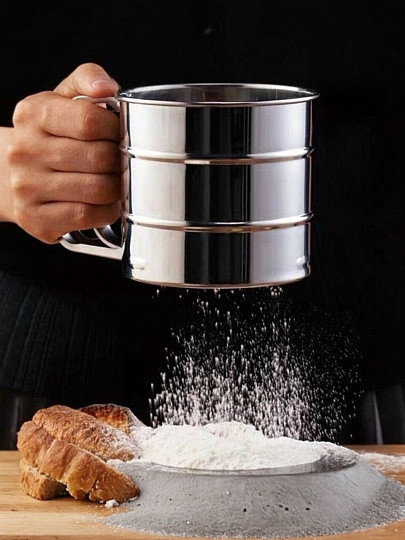 Сито-кружка для муки металл, 10 см, 10х9 см, 750 мл, с металлической ручкой, Y3-1048