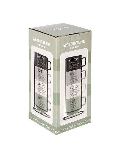 Кружка керамика, 4 шт, 250 мл, Настроение вкуса, металлическая подставка, R649/4600