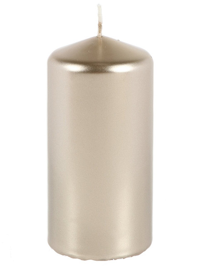 Свеча декоративная, 12х6 см, колонна, капучино, Bartek Candles, Металлик
