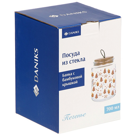 Банка с бамбуковой крышкой, 650 мл 10х14 см, Печенье, Daniks