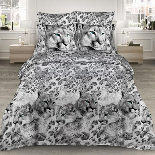 Постельное белье 2-спальное, простыня 200х216 см, 2 наволочки 70х70 см, пододеяльник 175х215 см, Василиса, бязь, Пума 4237/1