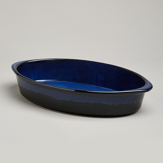 Форма для запекания керамика, 22х37х7 см, 2.5 л, овальная, Agness, Reactive Blue, 780-129