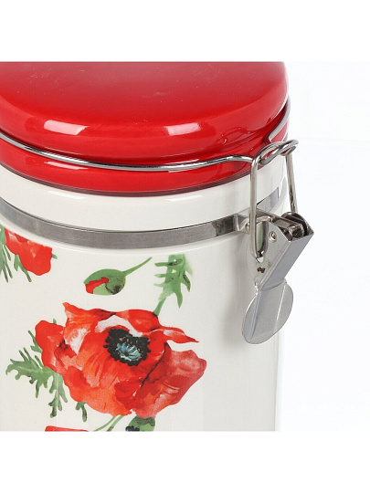 Банка для сыпучих продуктов, доломит, 0.55 л, 9.5х9.5х15.3 см, с крышкой, Daniks, Алый мак
