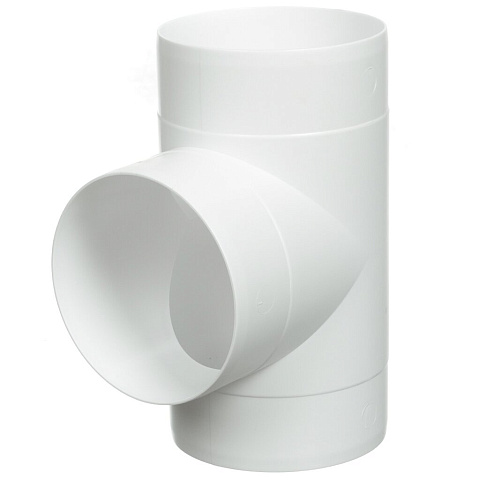Тройник вентиляционный пластик, установочный диаметр 125 мм, круглый, 90 °, Viento, В12,5ТКП