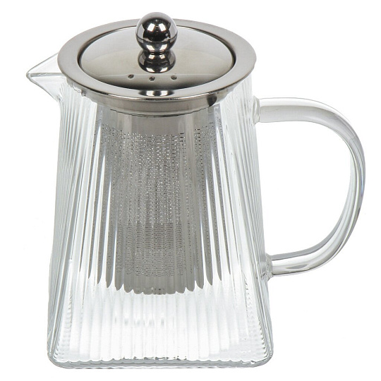 Чайник заварочный стекло, металл, 0.75 л, с ситечком, Daniks, B050187