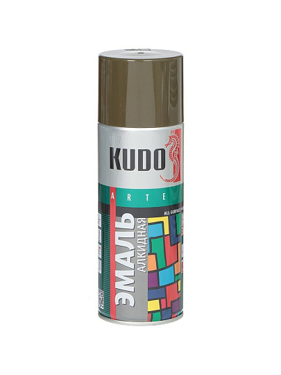 Эмаль аэрозольная, KUDO, универсальная, алкидная, глянцевая, хаки, 520 мл