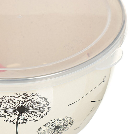 Миска эмалированная сталь, круглая, 14 см, 1.1 л, с крышкой, Одуванчик, Metrot, 340966