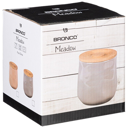 Банка для сыпучих продуктов, фарфор, 1 л, 11.5х12 см, с крышкой, Bronco, Meadow, 474-159