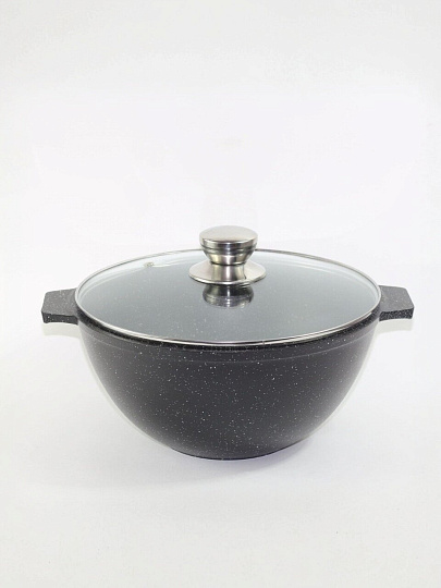 Казан алюминий, антипригарное покрытие, 4 л, Granit Perfection black, с крышкой, Алтей, 04-0450-310