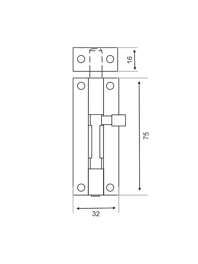 Шпингалет накладной, прямоугольный, ригель круглый, Trodos, 90 мм, ZY-711В, 205080, черный матовый