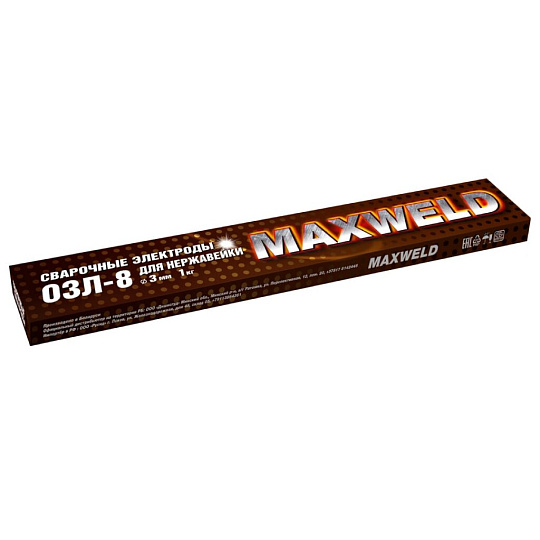 Электроды Maxweld, ОЗЛ-8, 3х350 мм, 1 кг, картонная коробка