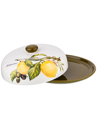 Блюдо керамика, для блинов, круглое, 10х23 см, с крышкой, Лемон три, Agness, 358-1599
