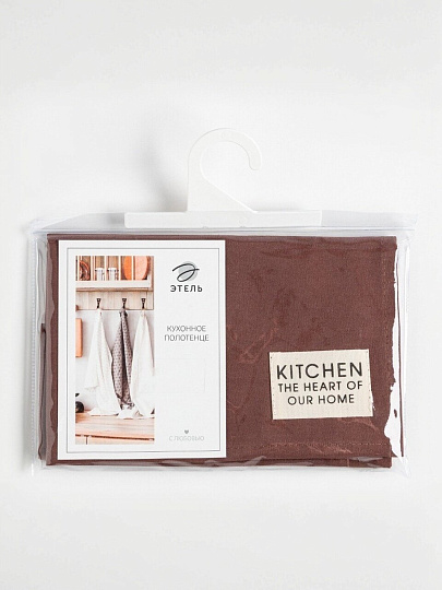 Полотенце кухонное 40х73 см, 220 г/м2, 100% хлопок, саржа, Этель, Kitchen, коричневое, Россия