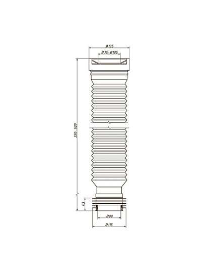 Гофра для унитаза 220-520 мм, Orio, С-990Р