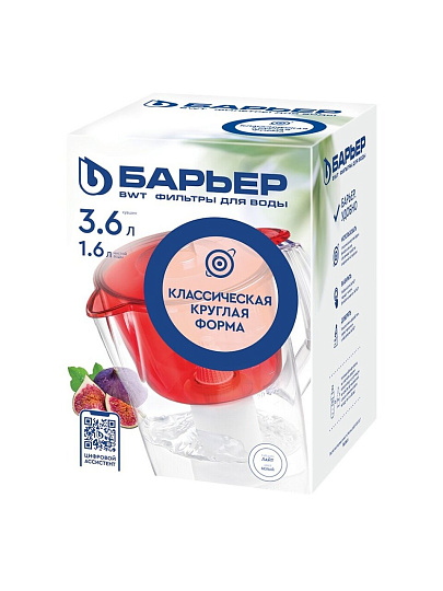 Фильтр-кувшин Барьер, Лайт, для холодной воды, 1 ступ, 3.6 л, белый