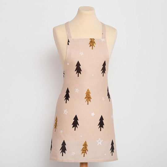 Фартук 60х65 см, 100% хлопок, рогожка, без кармана, Доляна, Рождественское настроение, 4980239