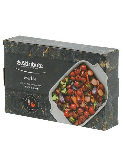 Форма для запекания фарфор, 18х29х6 см, 2.2 л, прямоугольная, Attribute, Marble, ABM058