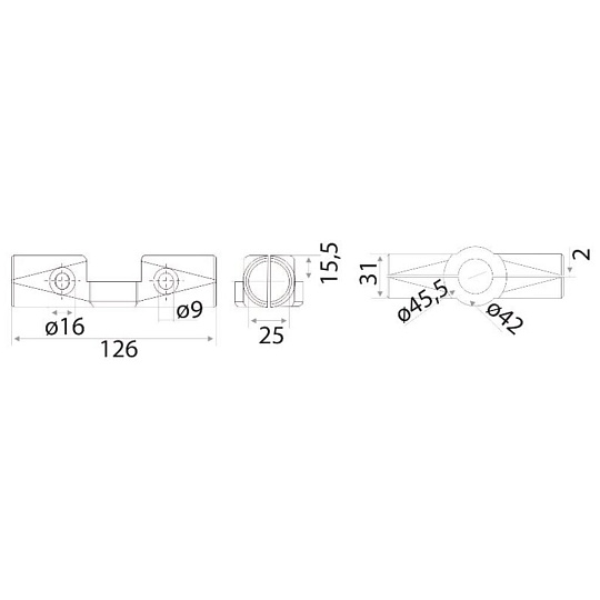 Соединитель для пяти труб, GT 24 (R-45), Trodos, Joker Chrome, 313036