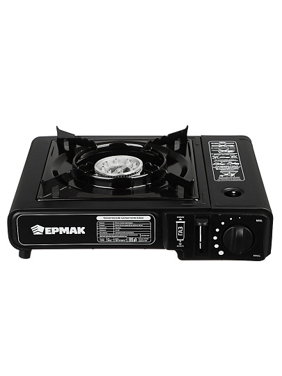 Плита газовая портативная, 1 конфорка, 34х26х9 см, для цанговых баллонов, Ермак, 333520