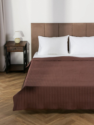 Покрывало евро, 220х200 см, 100% полиэстер, стеганое, Silvano, Жатка Элит, коричневое