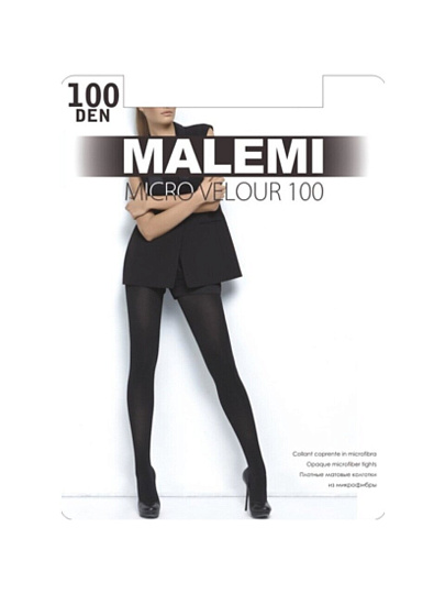 Колготки Malemi, Micro Velour, 100 DEN, р. 4, nero/черные, с шортиками и прозрачным мыском, 12 525