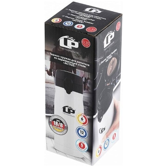 Термокружка нержавеющая сталь, 350 мл, LaPlaya, Active, колба нержавеющая сталь, белый жемчуг, 80180