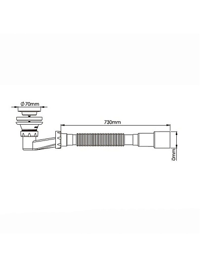 Сифон для душевого поддона, 1 1/2", низкий h90, выпуск 70 мм, с гибкой трубой 40/50, Aquanova, 1621