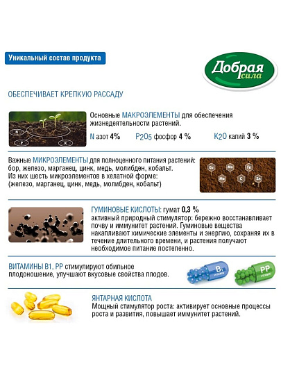 Удобрение для рассады, 15 мл, Добрая сила
