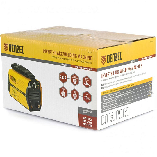 Сварочный аппарат Denzel, DS-230 Compact, 4.5 кВт, 230 А, электрод