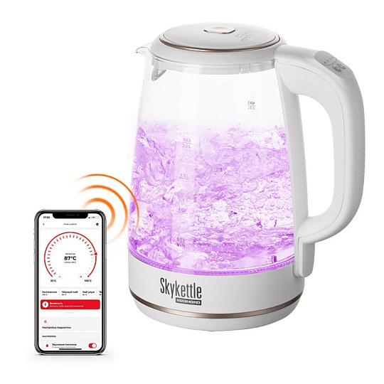 Чайник электрический Редмонд, SkyKettle RK-G203S, Strix, бел, 2 л, 2200 Вт, смарт, ск нагр элем, сте