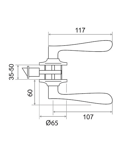 Защелка Trodos, ЗВ3-03, 204 123, хром, алюминий