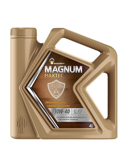 Масло моторное полусинтетическое, 10W40, Rosneft, Magnum Maxtec NEW SL/CF, 4 л, 40814742