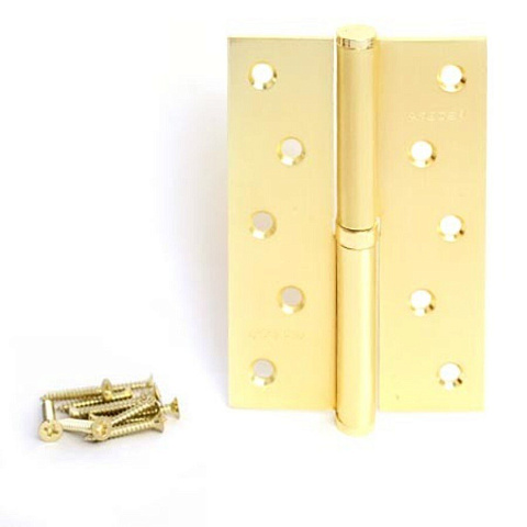 Петля врезная для деревянных дверей, Apecs, 120х80х3 мм, правая, B-Steel-GM-R, 13716, с подшипником, матовое золото