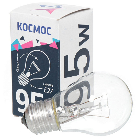 Лампа накаливания E27, 95 Вт, груша, прозрачная, Космос, LKsmSt55CL95E27v2