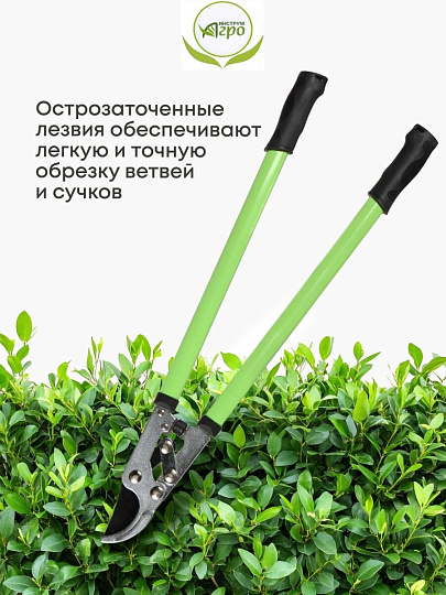 Ножницы садовые для кустарников, лезвие плоскостное, с овальными ручками, Инструм-Агро, НКО D020B-A, 010123