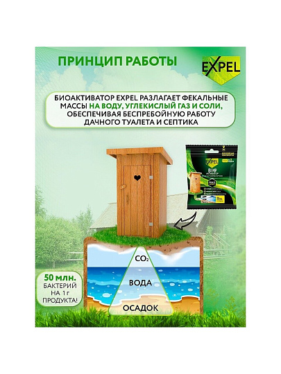 Биосостав для дачных туалетов и септиков, Expel, 40 г, саше, TS0002/1