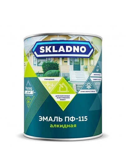 Эмаль Skladno, ПФ-115 Пром, алкидная, глянцевая, ярко-зеленая, 5.5 кг