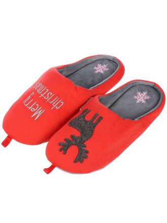 Тапки для женщин, красные, р. 40-41, закрытые, Олень, A210097