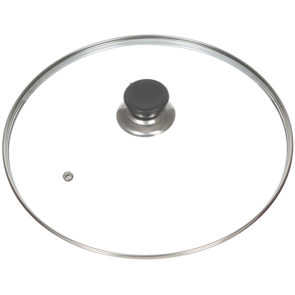 Крышка для посуды стекло, 28 см, Daniks, металлический обод, кнопка пластик, HA230