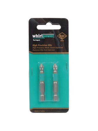 Набор бит для больших нагрузок, Whirlpower, PH2, 50 мм, 2 шт, блистер