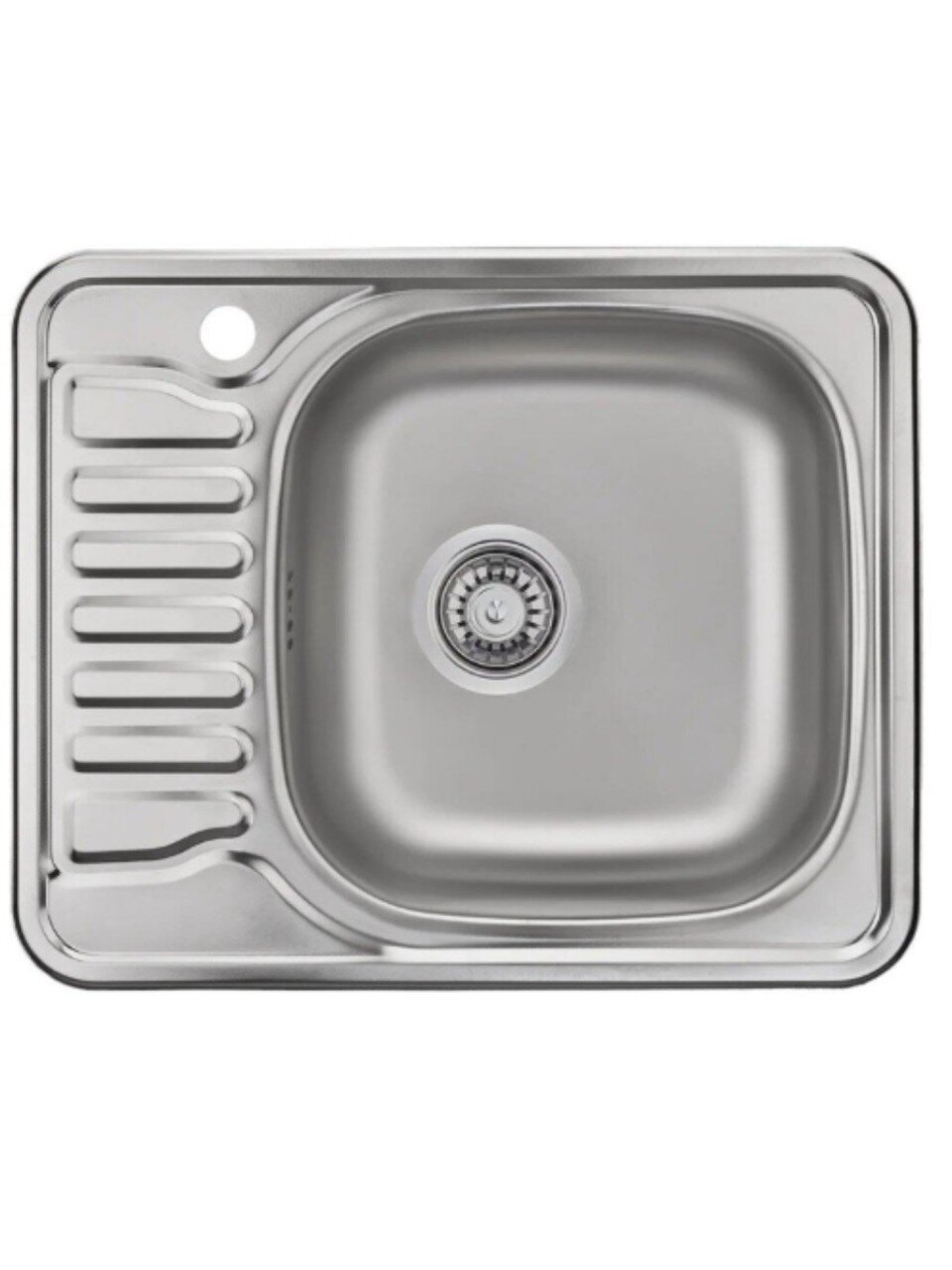 Мойка кухонная врезная, Ukinox, Комфорт, нержавеющая сталь, 580х480 мм, правая, COM580.480 -GT6K 1R