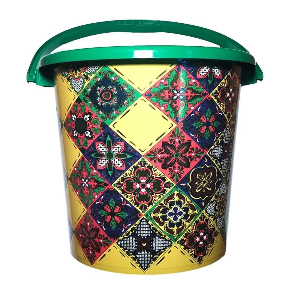 Ведро пластик, 10 л, хозяйственное, ВМС, Цветочное настроение Тиснение, ВР-7805