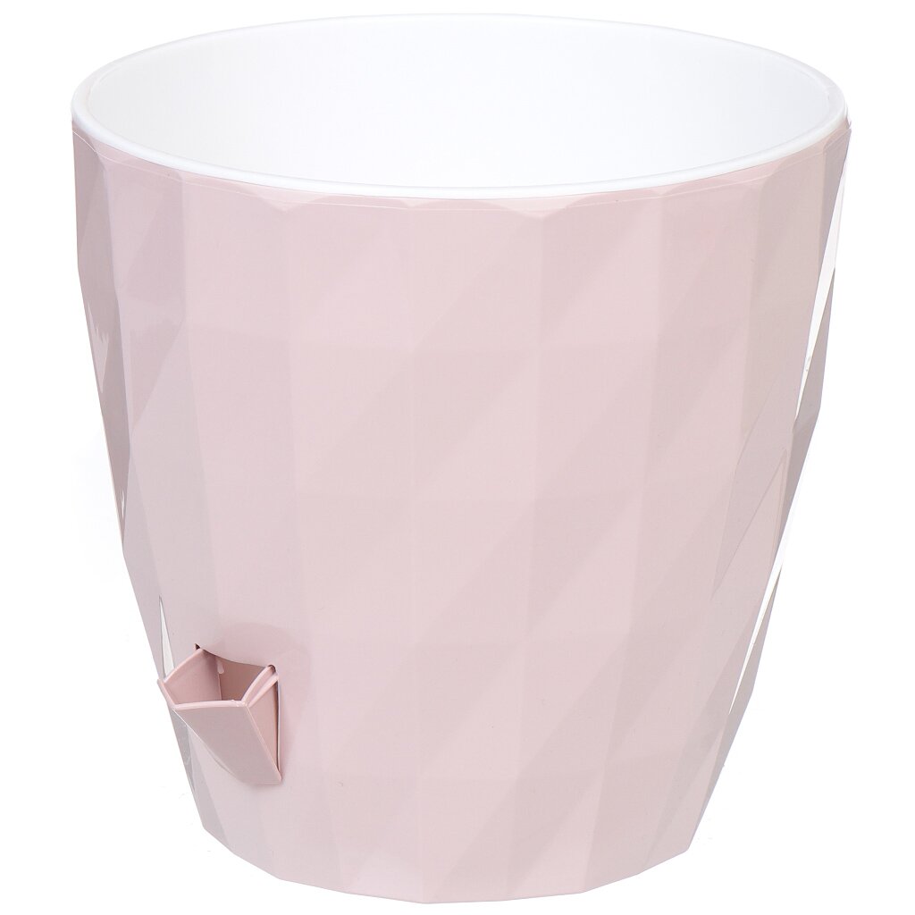 Горшок для цветов пластик, 3 л, 16.5х16 см, бежево-розовый, Соло Ruby, КШ-6461