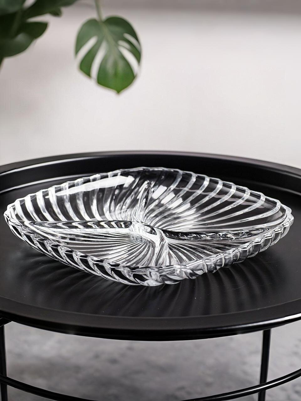 Менажница стекло, 24 см, 4 секц, SANTA, Kaveh, PD1115GCL