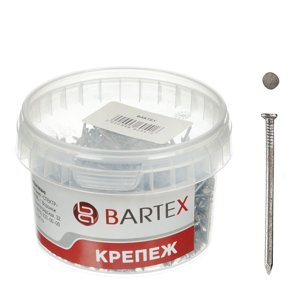 Гвоздь строительный, диаметр 1.8х32 мм, 0.3 кг, в банке, Bartex саморез универсальный с прессшайбой острый диаметр 4 2х50 мм 30 шт пакет bartex
