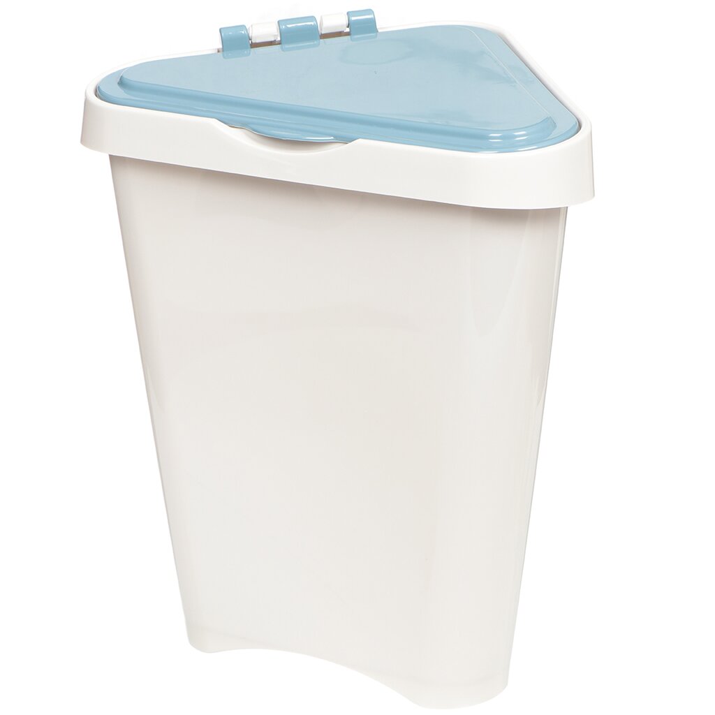 Контейнер для мусора пластик, 7 л, треугольный, светло-бежевый, синий, Альтернатива, М7002