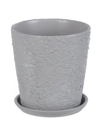 Горшок керамика, 1.5 л, 15х15.5 см, серый, Лава №3, 010327
