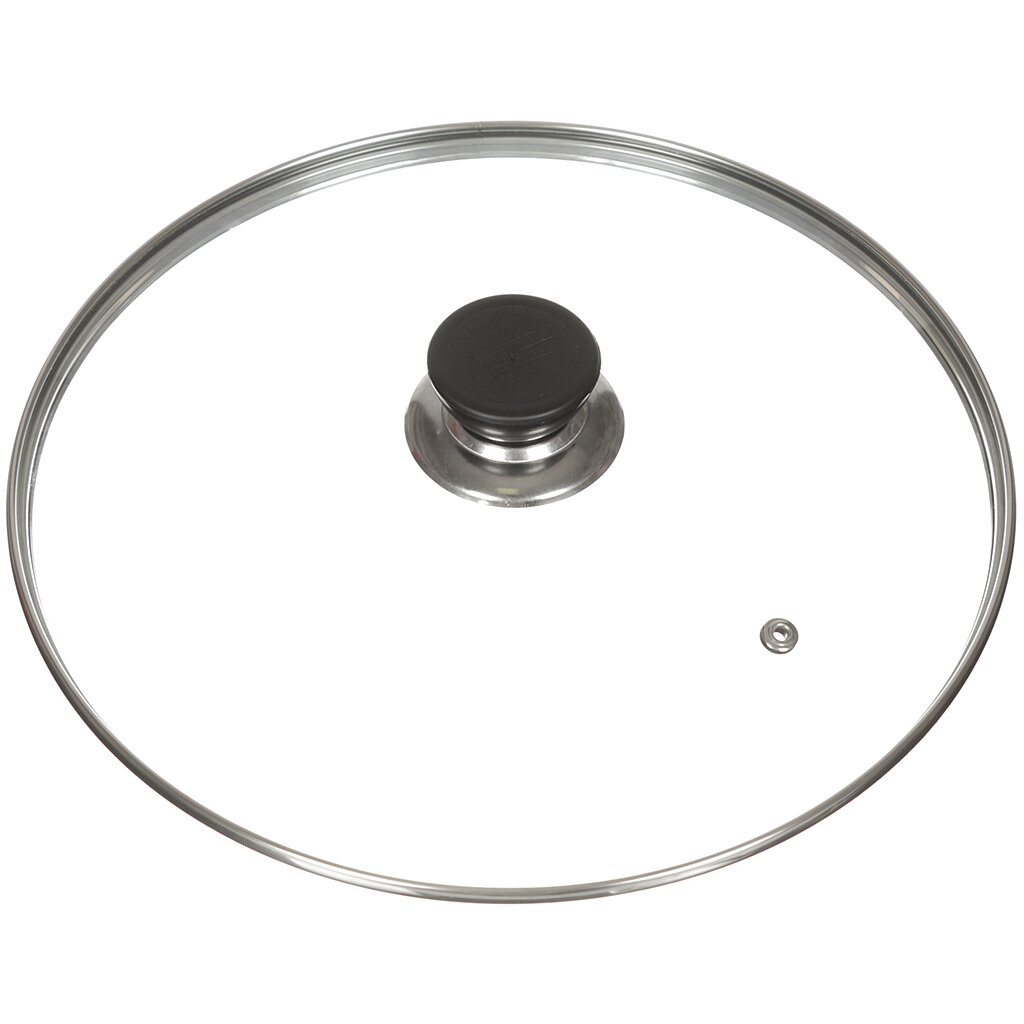 Крышка для посуды стекло, 26 см, Daniks, металлический обод, кнопка пластик, HA229