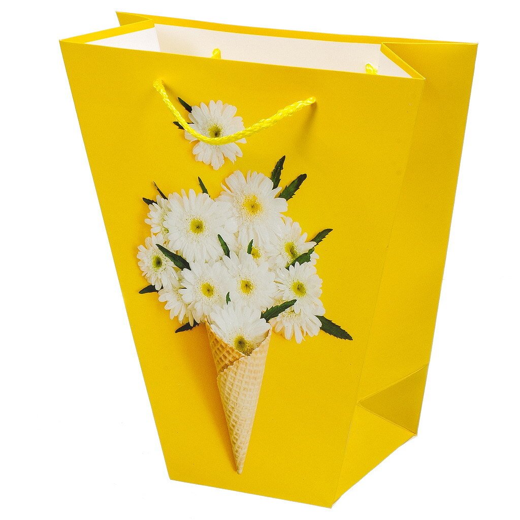 Пакет подарочный бумага, 24х11х26 см, Букет цветов, Y4-4266