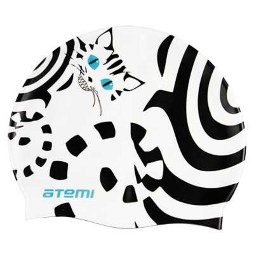 Шапочка для плавания Atemi, силикон, белая (кот), PSC412, 00000023870